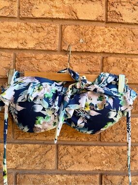 Turquoise Couture Tropical Floral Halter/Bandeau Bikini Top